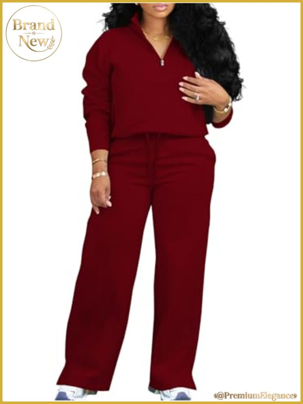 Women 2 Piece Sweatsuit Oversized Half Zip Wide Leg Lounge Set Tracksuit